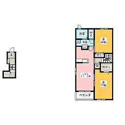 リモージュヒル 2LDKの間取図画像