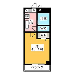 パレスヤマハン 1Kの間取図画像