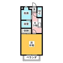 クレール 1Kの間取図画像