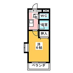 コスモス.シシェール 1Kの間取図画像