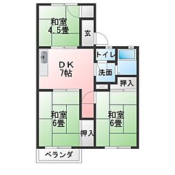 ハイツ西山 3DKの間取図画像