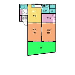 シェソワこせとB 2Kの間取図画像