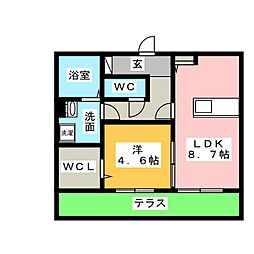 ドウエる 1LDKの間取図画像