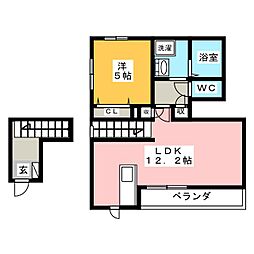 ヘーベルメゾン三郷 1LDKの間取図画像