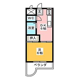 グリーンピア三郷 1DKの間取図画像