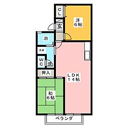 ラ・フォーレ霞ヶ丘 2LDKの間取図画像