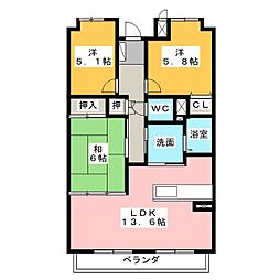 ア・レーズ平子 3LDKの間取図画像