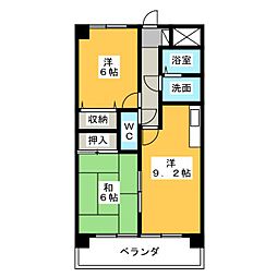 コーポラスユトリロ 2LDKの間取図画像
