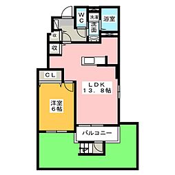 メルベーユ 1LDKの間取図画像