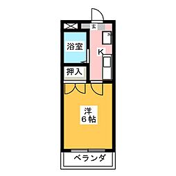 パレス京町2 1Kの間取図画像