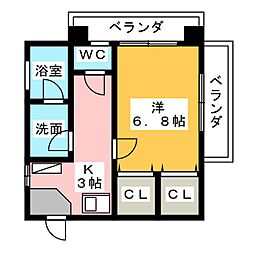 スイートテラス 1Kの間取図画像
