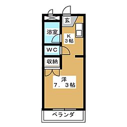 アメニティマルイ2 1Kの間取図画像