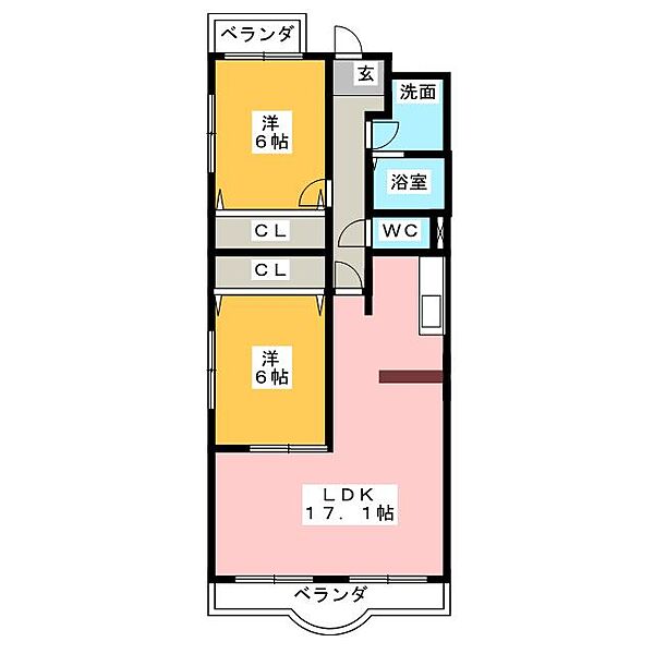 サンキャッスル岩崎 ｜愛知県日進市岩崎町大廻間(賃貸マンション2LDK・3階・65.37㎡)の写真 その2