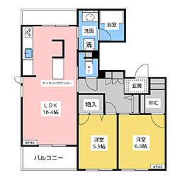 新築シャーメゾン桜が丘 2階2LDKの間取り