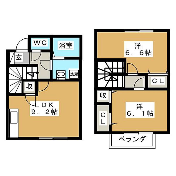 フエヤーランド ｜愛知県日進市香久山２丁目(賃貸テラスハウス2LDK・2階・57.72㎡)の写真 その2