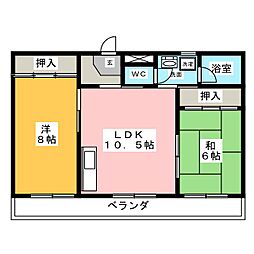 ファミールＭ 3階2LDKの間取り