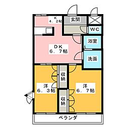 Ｆ・ロッシュ 3階2LDKの間取り