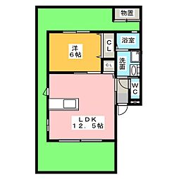 グランビア香久山 1階1LDKの間取り