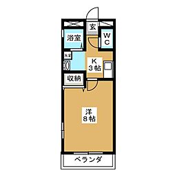 セレニール和合2 1Kの間取図画像
