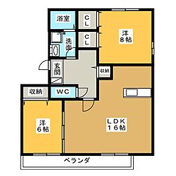 Luminous 2LDKの間取図画像