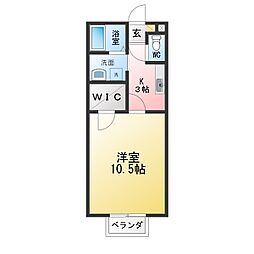 サンハイム北山 1Kの間取図画像