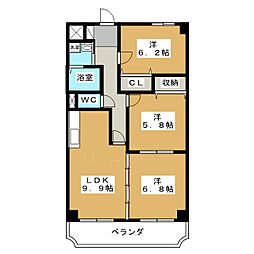 ベルカーサ東山台1 3LDKの間取図画像