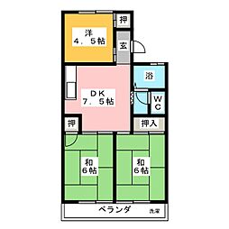 原田ハイツ 3DKの間取図画像