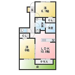ベルネージュ2 2LDKの間取図画像