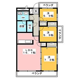 アーバンポイント三好2 3LDKの間取図画像