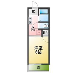 メゾン米野木 1Kの間取図画像
