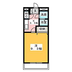 ハッピーヒルズ 1Kの間取図画像