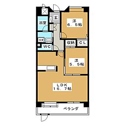 シンシア東山台 2LDKの間取図画像