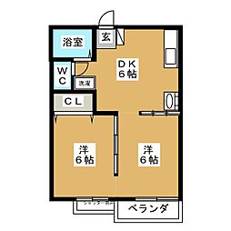 タウニー21C 2DKの間取図画像