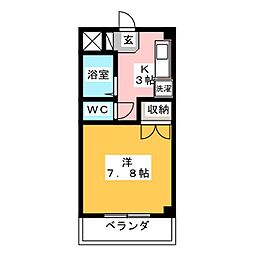 グリーンヒルズカトウ 1Kの間取図画像