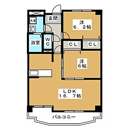 RollingHills 2LDKの間取図画像