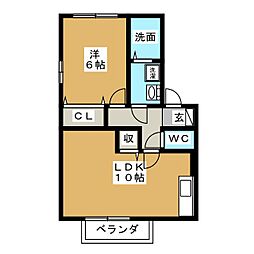 プリメゾンフーガ 1LDKの間取図画像
