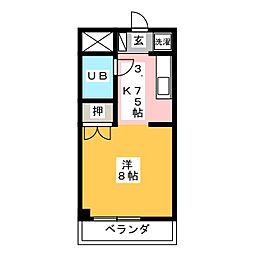 第2ビューハイツ兄山 1Kの間取図画像