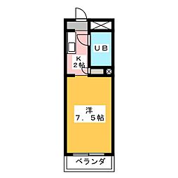 サンシャインフジパート1 1Kの間取図画像