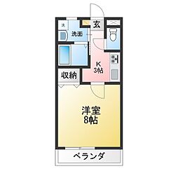 カーサヴェルデ 1Kの間取図画像