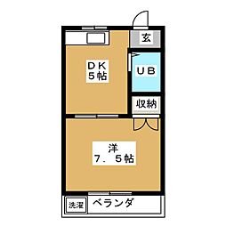 エクセル三好 1DKの間取図画像