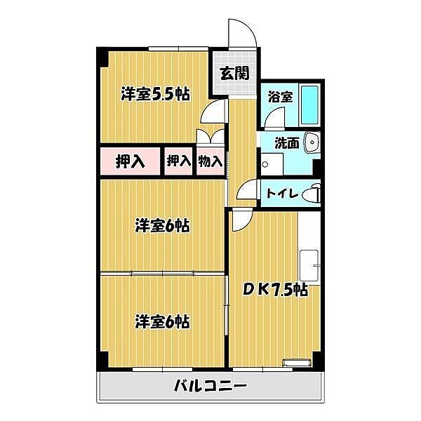 フジハイツ ｜愛知県海部郡蟹江町大字蟹江新田字中地(賃貸マンション3DK・7階・56.70㎡)の写真 その2