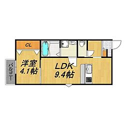 LECOCON蟹江 1階1LDKの間取り