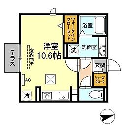 近鉄名古屋線 近鉄蟹江駅 徒歩4分の賃貸アパート 1階ワンルームの間取り