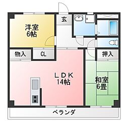 ラ.メゾンタナカD 2LDKの間取図画像