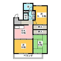 旭マンション 1階3DKの間取り