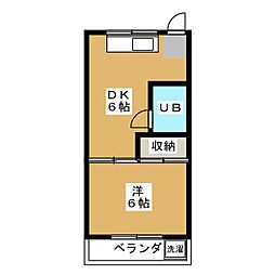新草萌苑 2階1DKの間取り