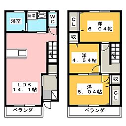 リーブルファイン七宝町II 1階3LDKの間取り