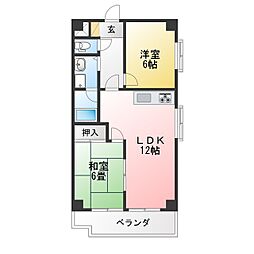 シャイン蟹江 2LDKの間取図画像