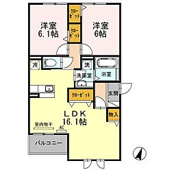 コンフォール・アマイースト 2LDKの間取図画像