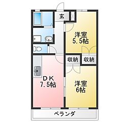 Y&W 2DKの間取図画像